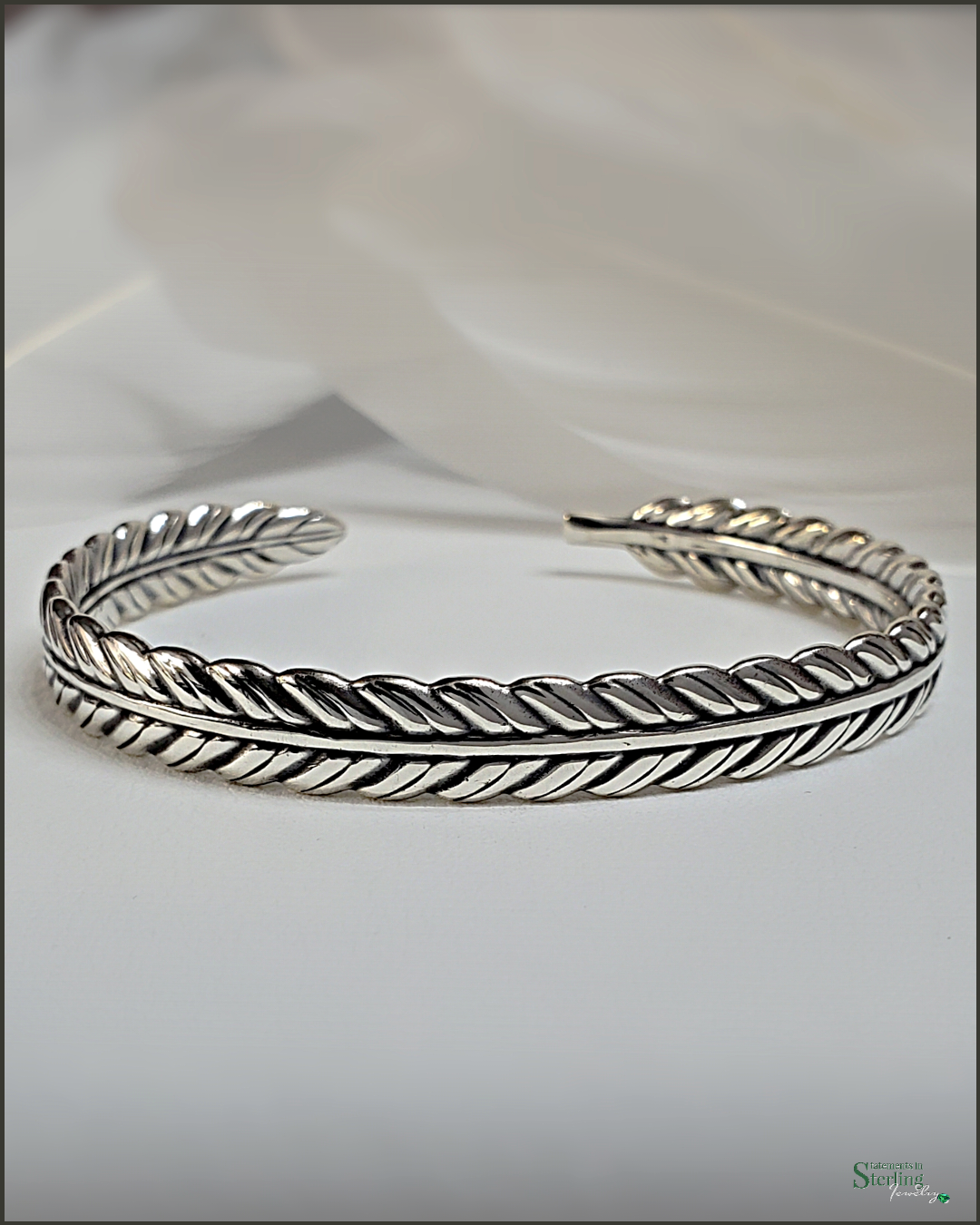 Sterling Silver Feather Cuff Bracelet