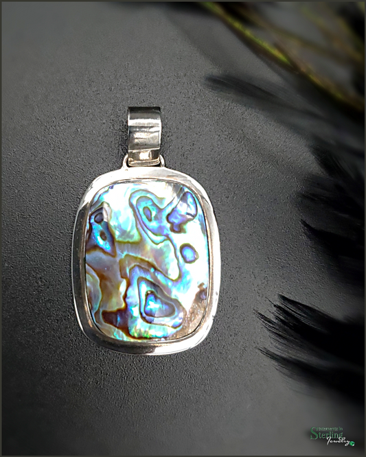 Vintage Abalone Shell and Sterling Silver Pendant