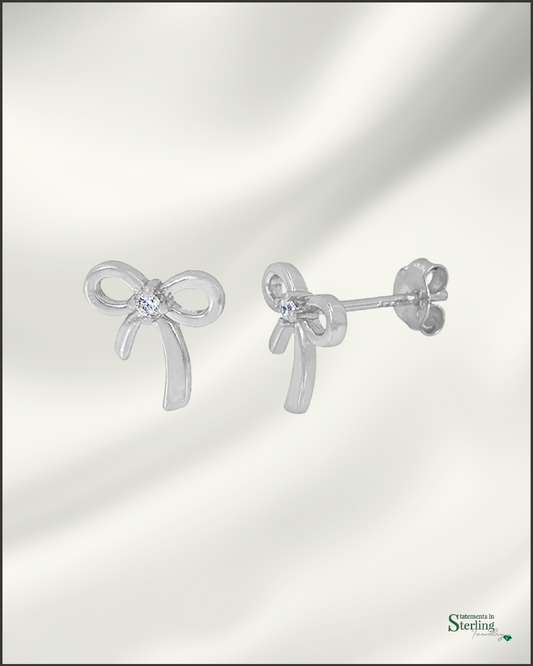 Sterling Silver Bow Stud Earrings