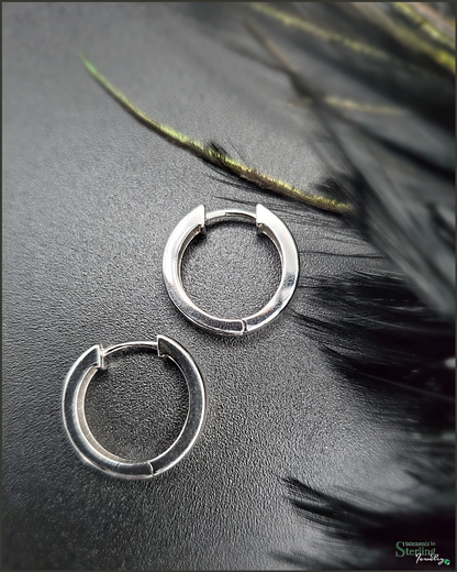 Sterling Silver Hoop Earrings in Rhodium