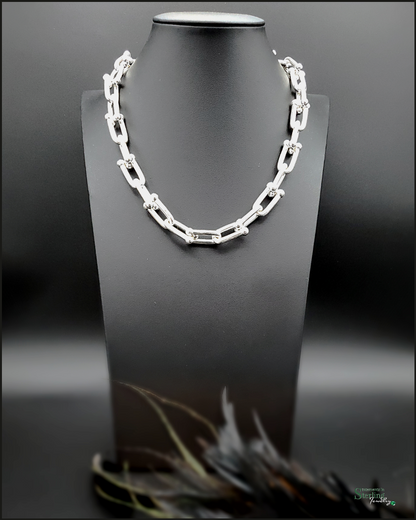 Sterling Silver Plated U Link Necklace