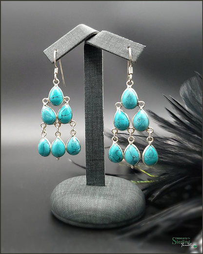 Turquoise and Sterling Silver Chandelier Earrings