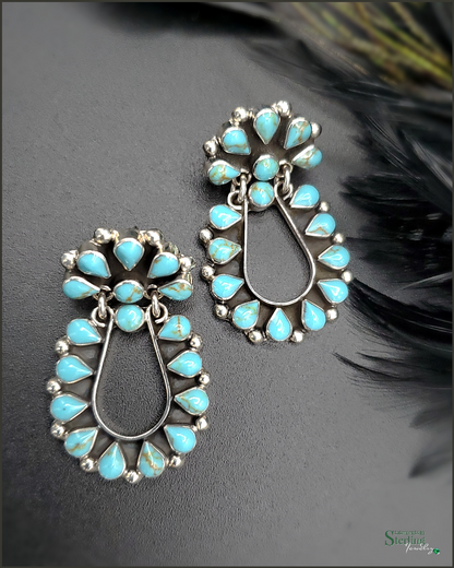 Turquoise and Sterling Silver Teardrop Earrings