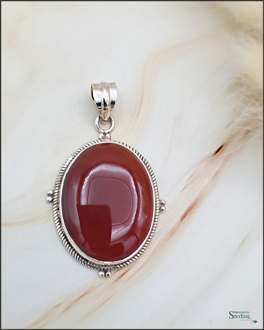 Carnelian and Sterling Silver Pendant