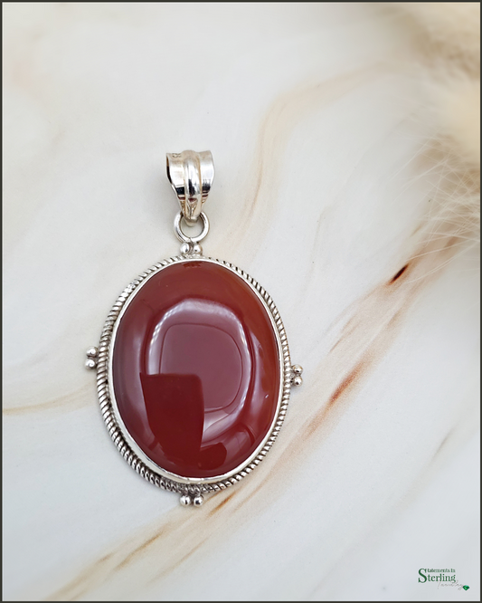 Carnelian and Sterling Silver Pendant