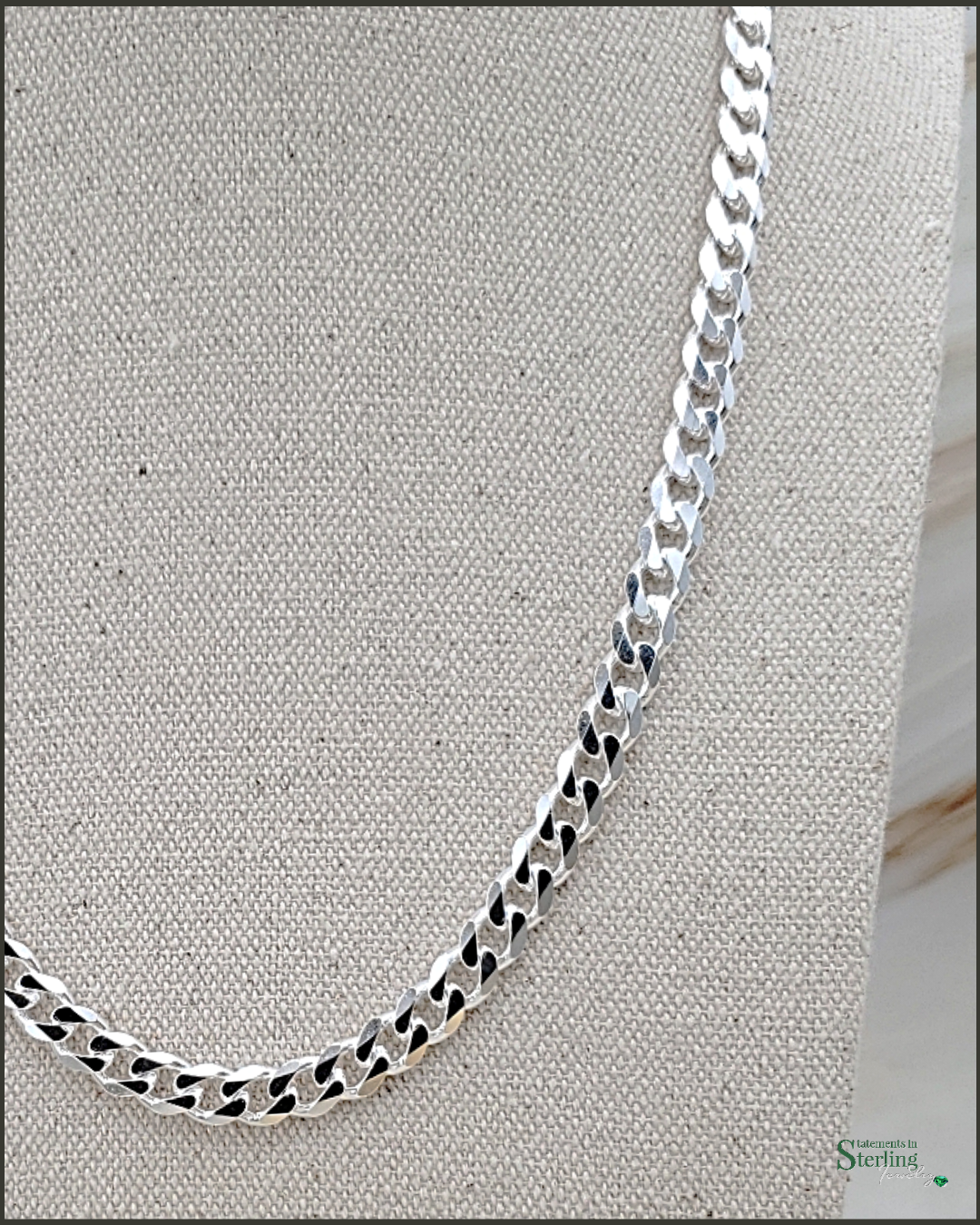 Italian Crafted Solid Sterling Silver Curb Link Chain Necklace