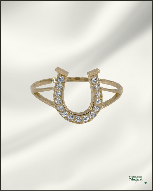 10k Gold Cubic Zirconia Horseshoe Ring