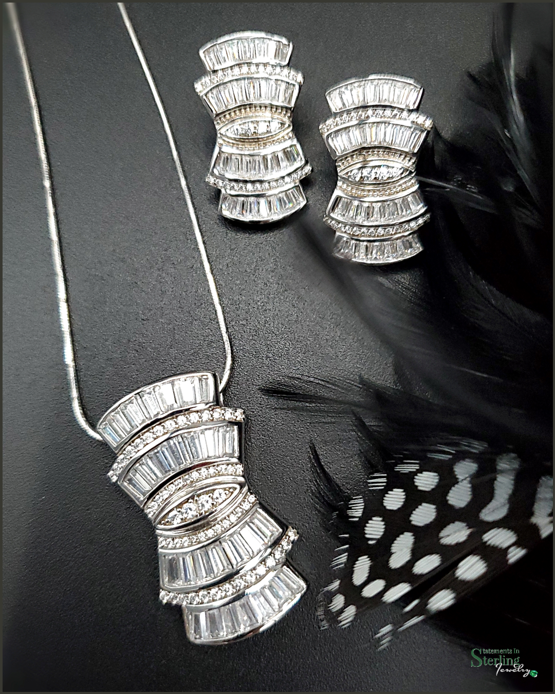Vintage Art Deco Sterling Silver and Cubic Zirconia Necklace