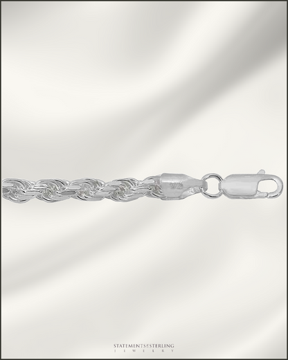 Italian Sterling Silver Diamond Cut Rope Chain - 5.6mm