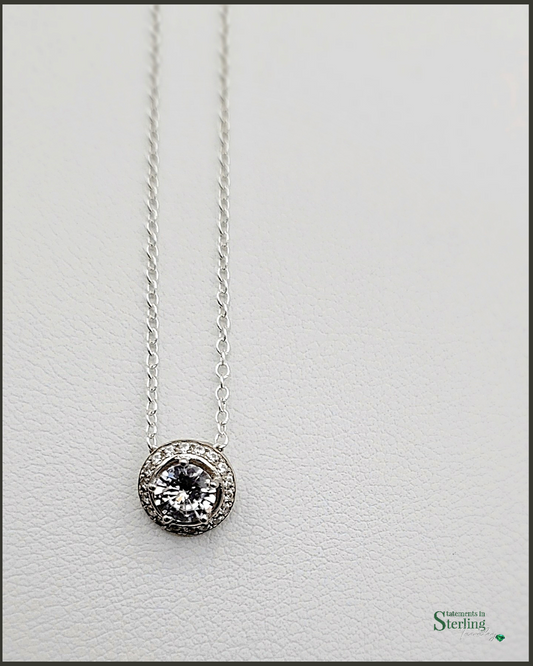 Sterling Silver Cubic Zirconia Signature Necklace