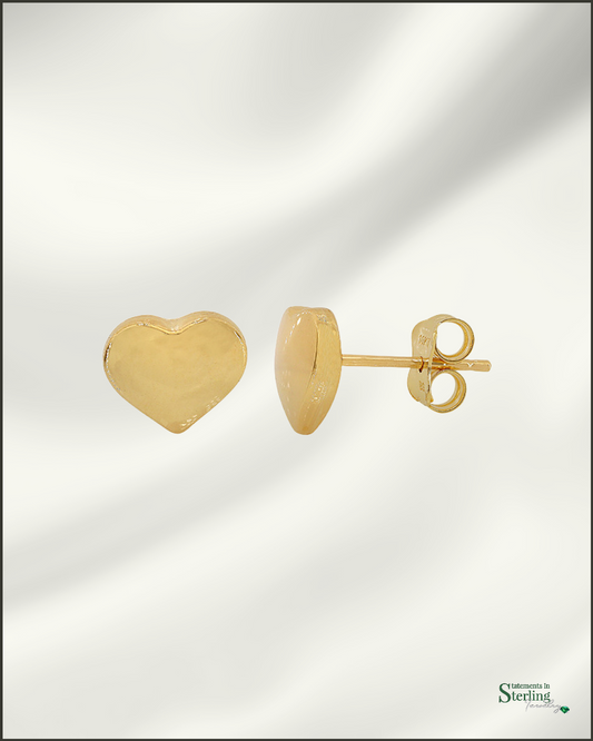 10k Gold Heart Stud Earrings