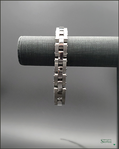 Black Onyx and Stainless Steel Bracelet