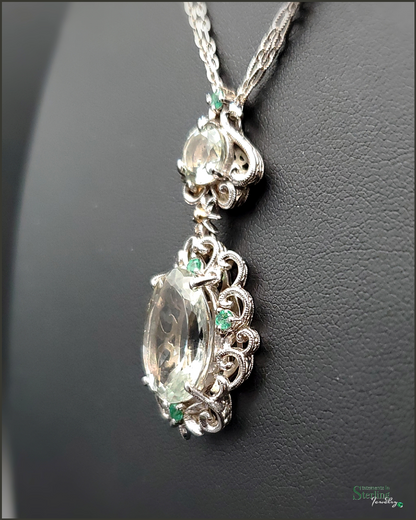 Vintage Prasiolite and Sterling Silver Victorian Necklace