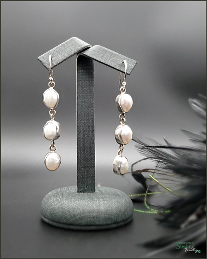 Vintage Freshwater Pearl and Sterling Silver Drop Earrings