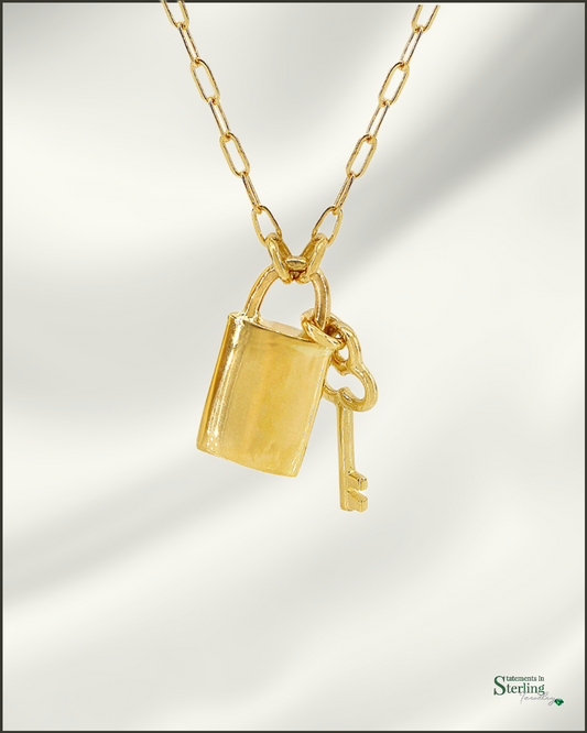 10k Gold Lock and Key Necklace