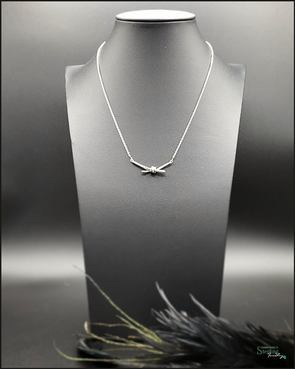 Sterling Silver Love Knot Necklace in Rhodium