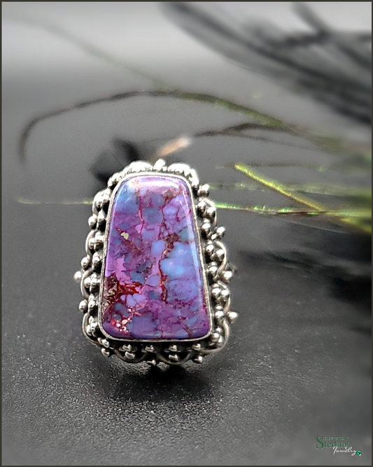 Purple Copper Turquoise and Sterling Silver Ring