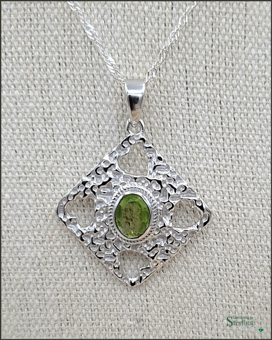 Gemstone Heart Cutout Pendant in Peridot and Sterling Silver