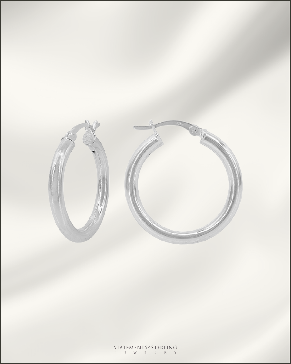 Sterling Silver Euro Style Hoop Earrings