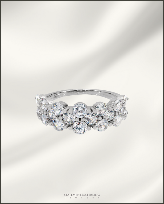 Sterling Silver Cluster Ring with Cubic Zirconia