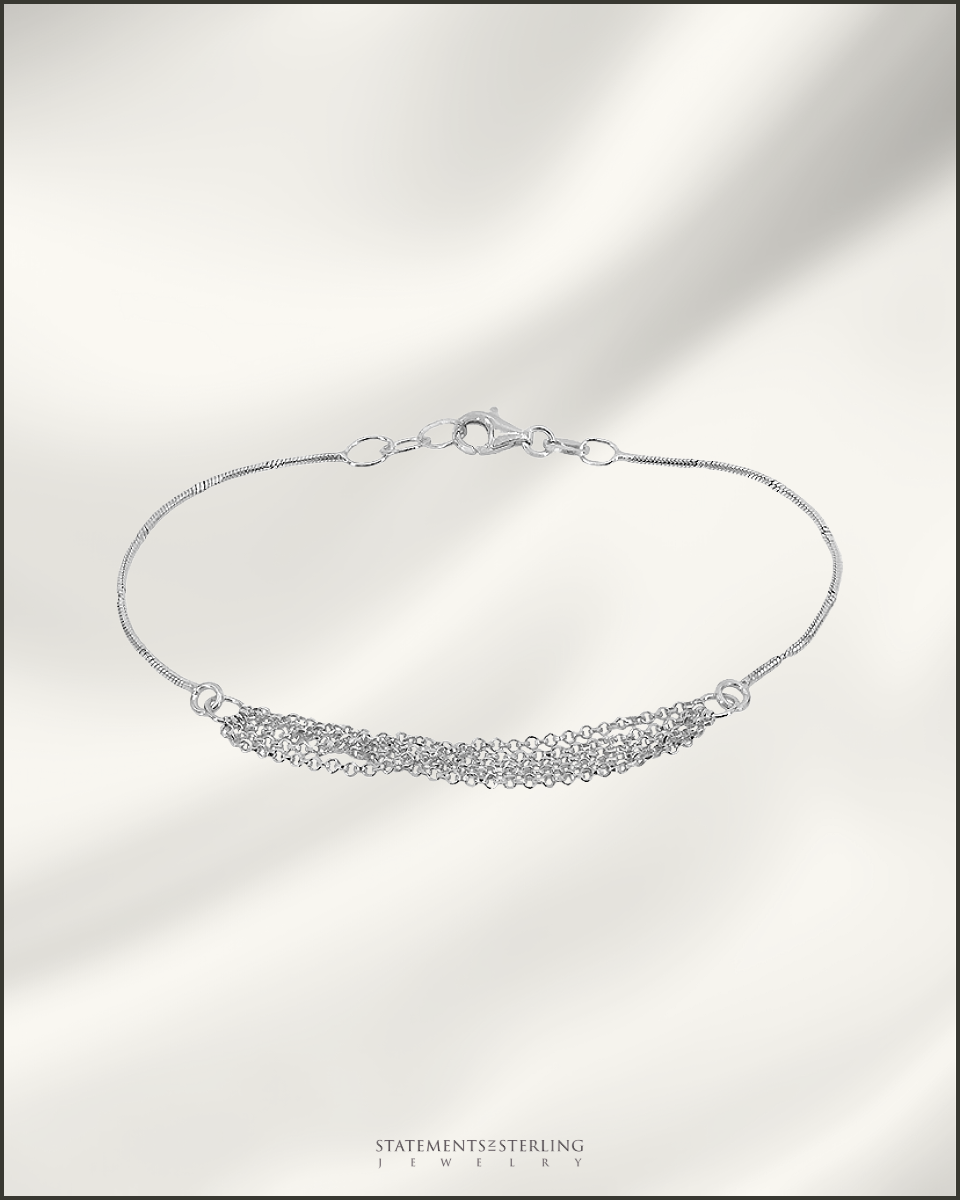 Sterling Silver Multi-chain Bracelet in Rhodium
