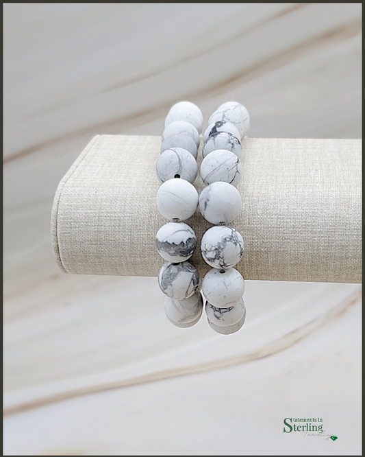 Gemstone Beaded Bracelet Set in Howlite