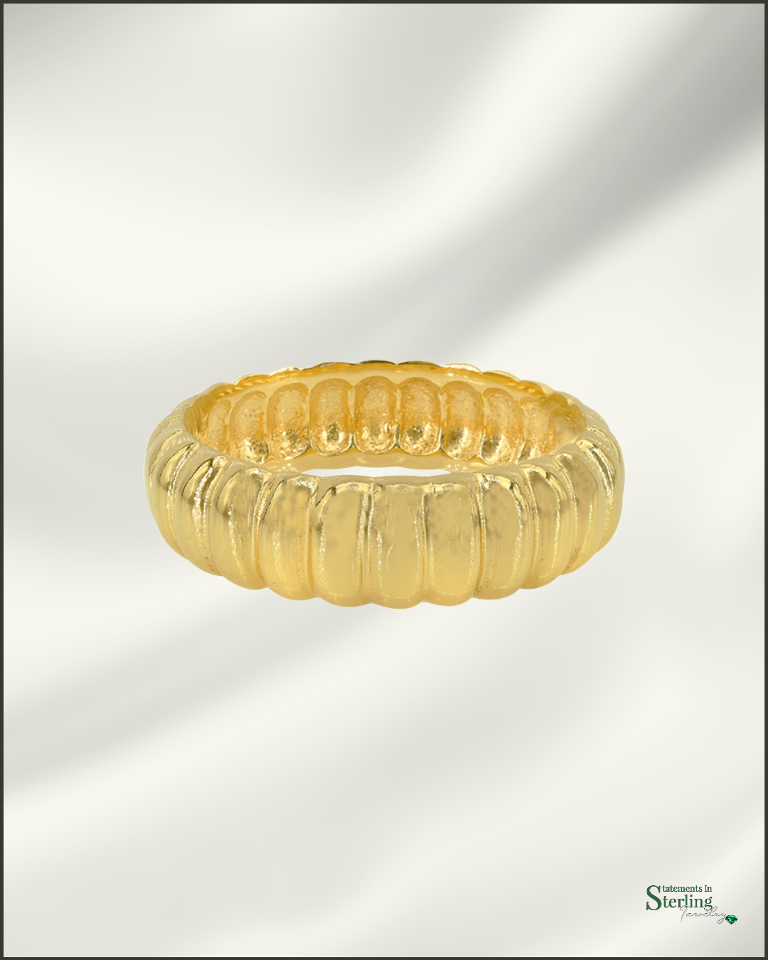 Sterling Silver Ribbed Ring in Gold