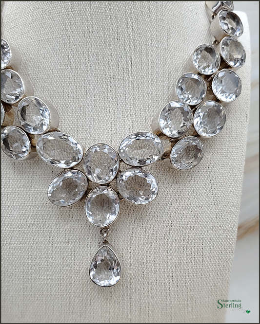 White Topaz and Sterling Silver Royalty Necklace