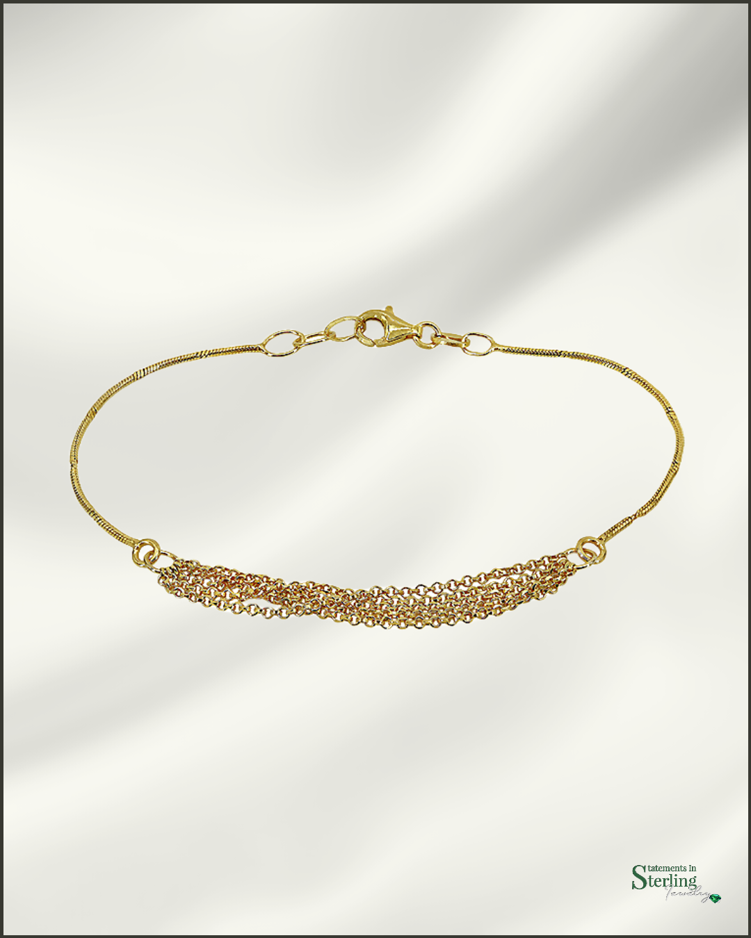 Sterling Silver Multi-chain Bracelet in Gold