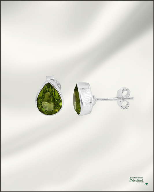 Sterling Silver and Peridot Stud Earrings