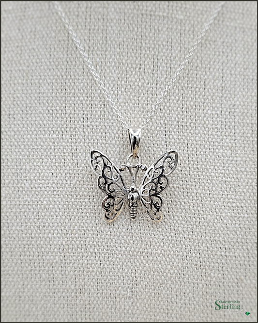 Sterling Silver Butterfly Pendant III