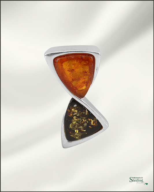 Sterling Silver Abstract Pendant in Amber