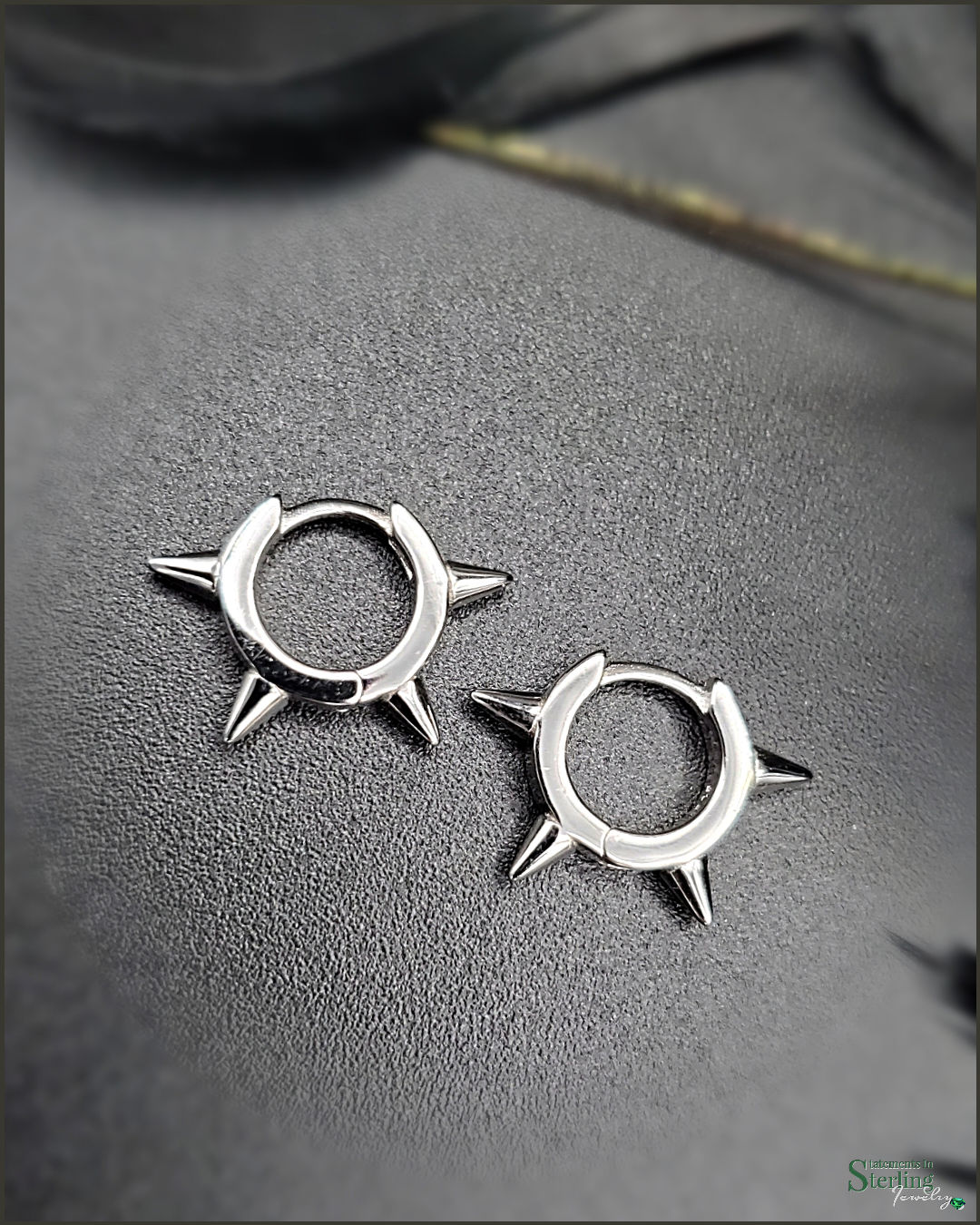 Sterling Silver Spike Hoop Earrings