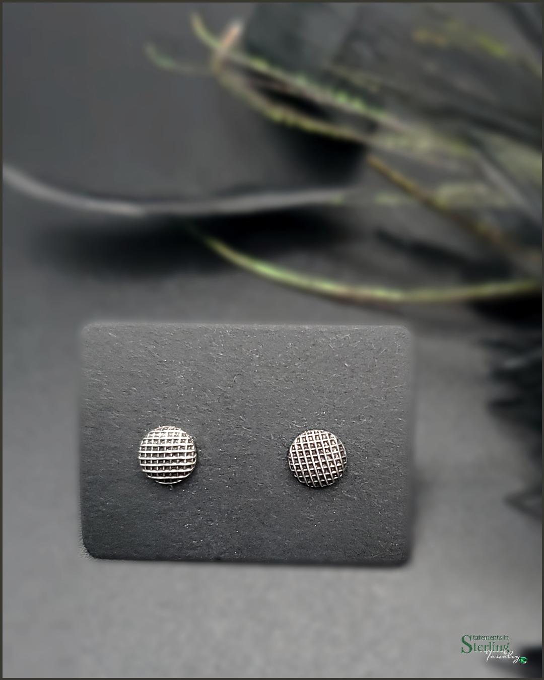 Sterling Silver Textured Round Stud Earrings