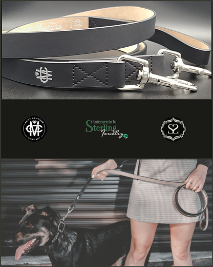 Mutt Couture Leather Dog Leash in Black