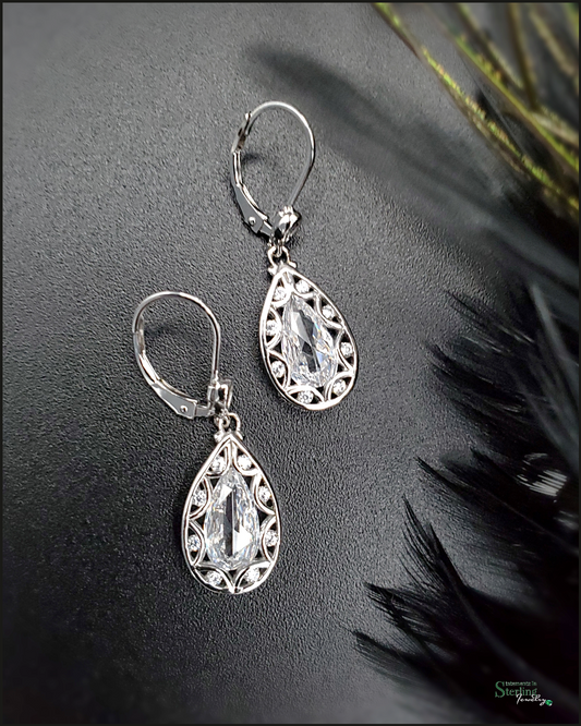 Tacori Sterling Silver and Cubic Zirconia Vintage Earrings