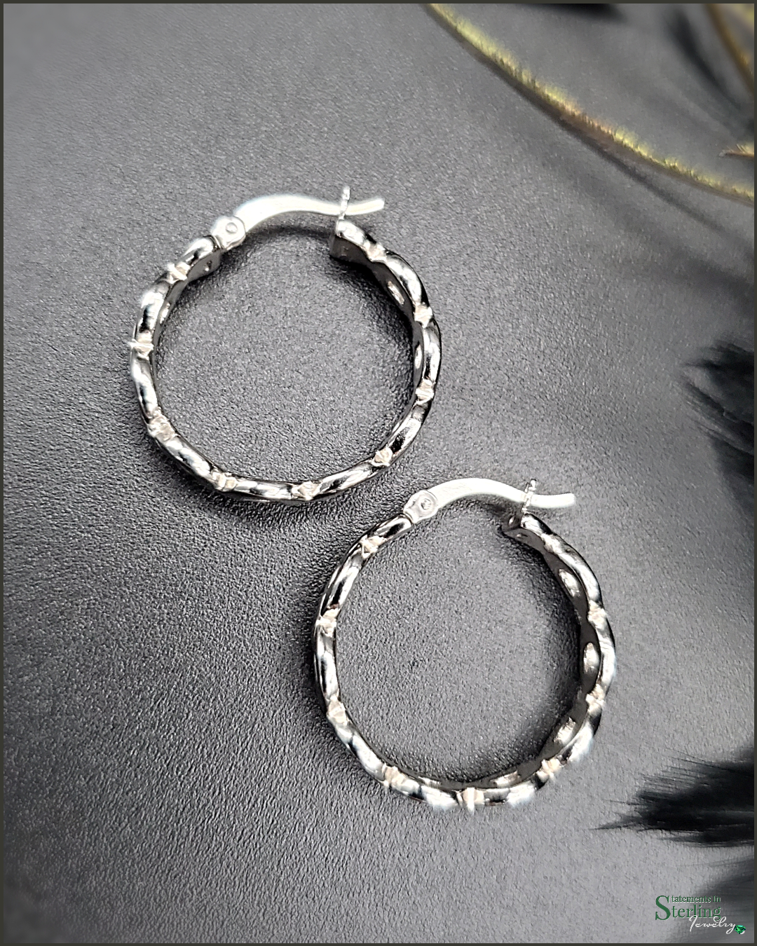 Sterling Silver Euro Style Hoop Earrings in Rhodium