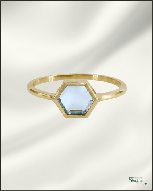 10k Gold Gemstone Ring in Blue Topaz