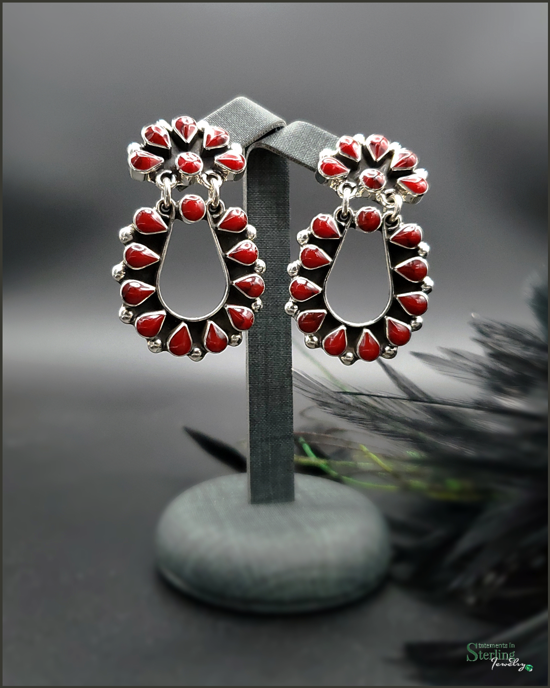 Red Jasper and Sterling Silver Teardrop Earrings