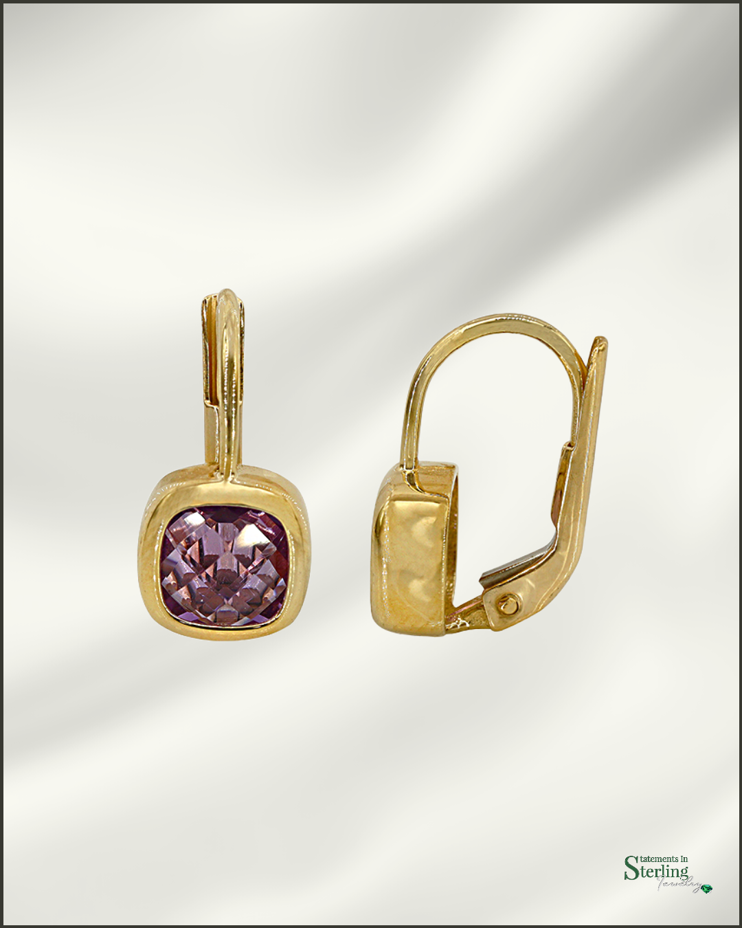 10k Gold Amethyst Leverback Earrings