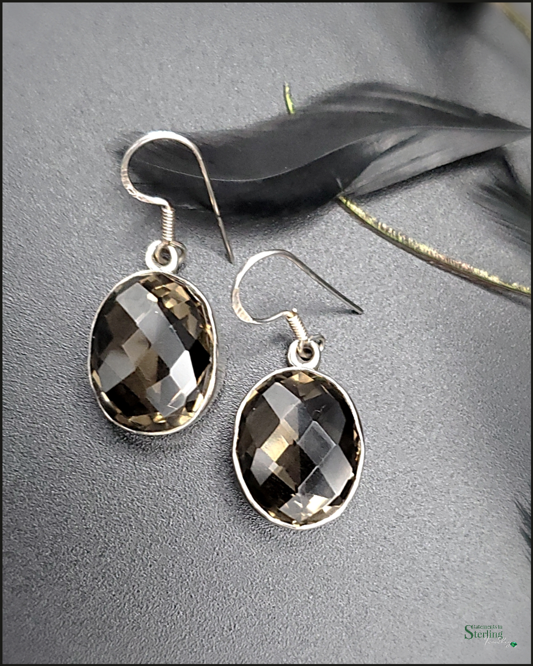 Smoky Topaz and Sterling Silver Drop Earrings