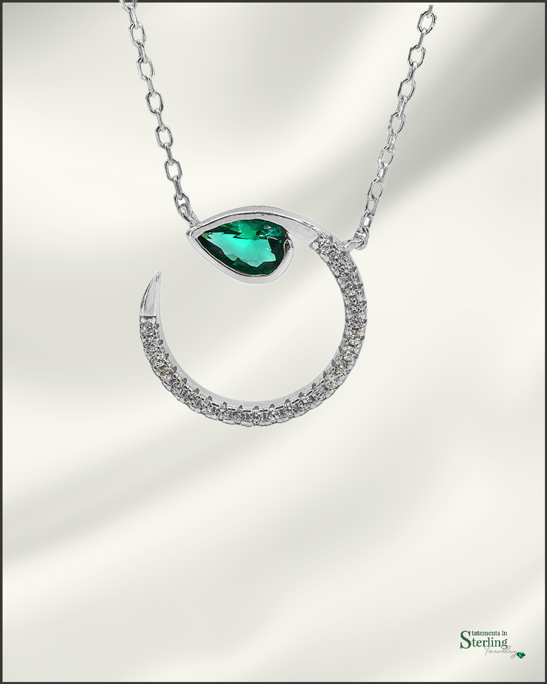 Sterling Silver Cubic Zirconia Serpent Necklace