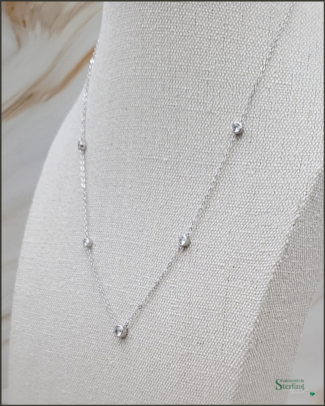 Sterling Silver Cubic Zirconia Station Necklace