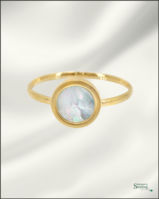 10k Gold Mother of Pearl Circle Ring