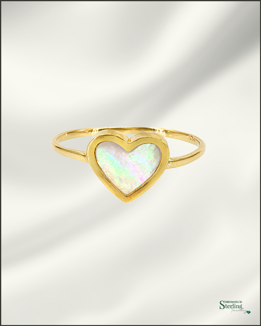 10k Gold Mother of Pearl Heart Ring