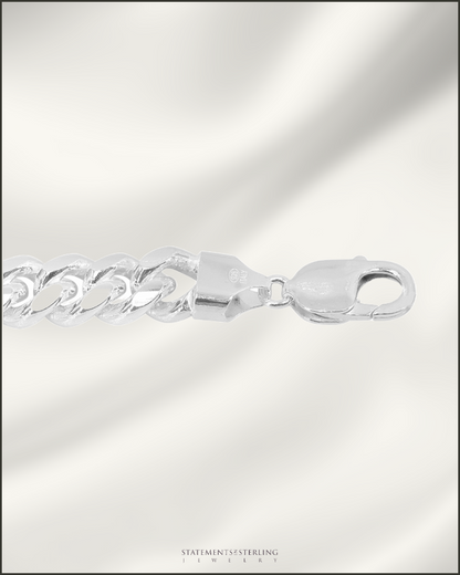 Italian Solid Sterling Silver Miami Cuban Chain - 8.5mm