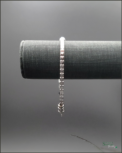 Sterling Silver Italian Double Link Rondelle Bead Bracelet in Rhodium