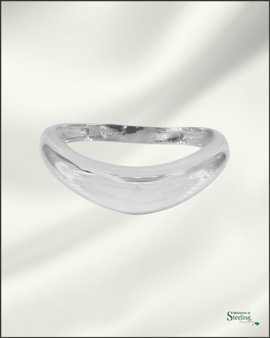 Sterling Silver Curve Ring in Rhodium
