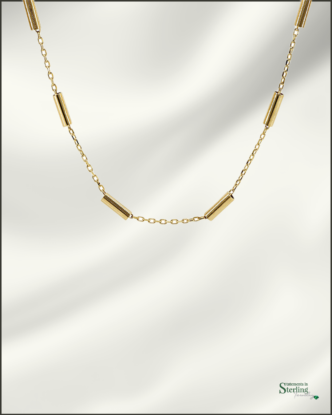 10k Gold Bar Station Necklace