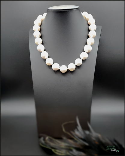 Vintage Handstrung Shell Pearl and Sterling Silver Necklace